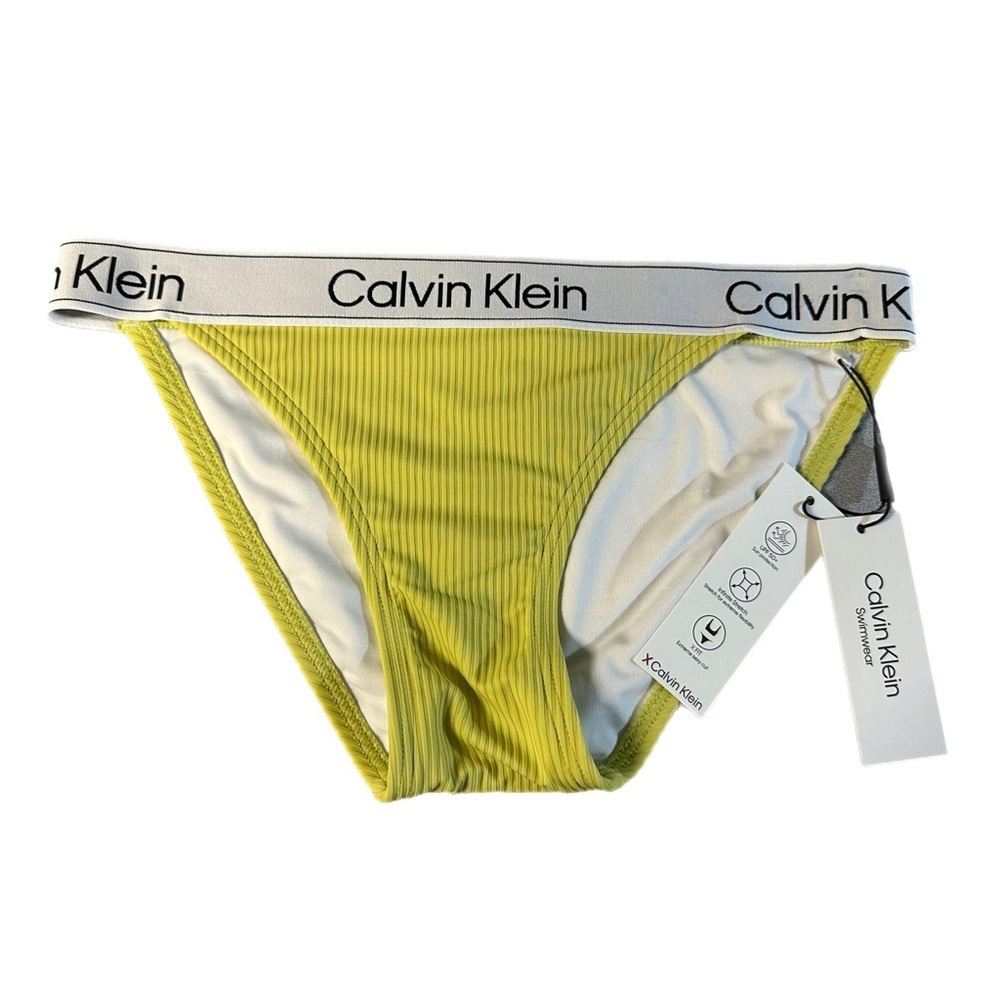 Calvin Klein Silky Rib Bikini Bottom Pear Logo Waistband Small